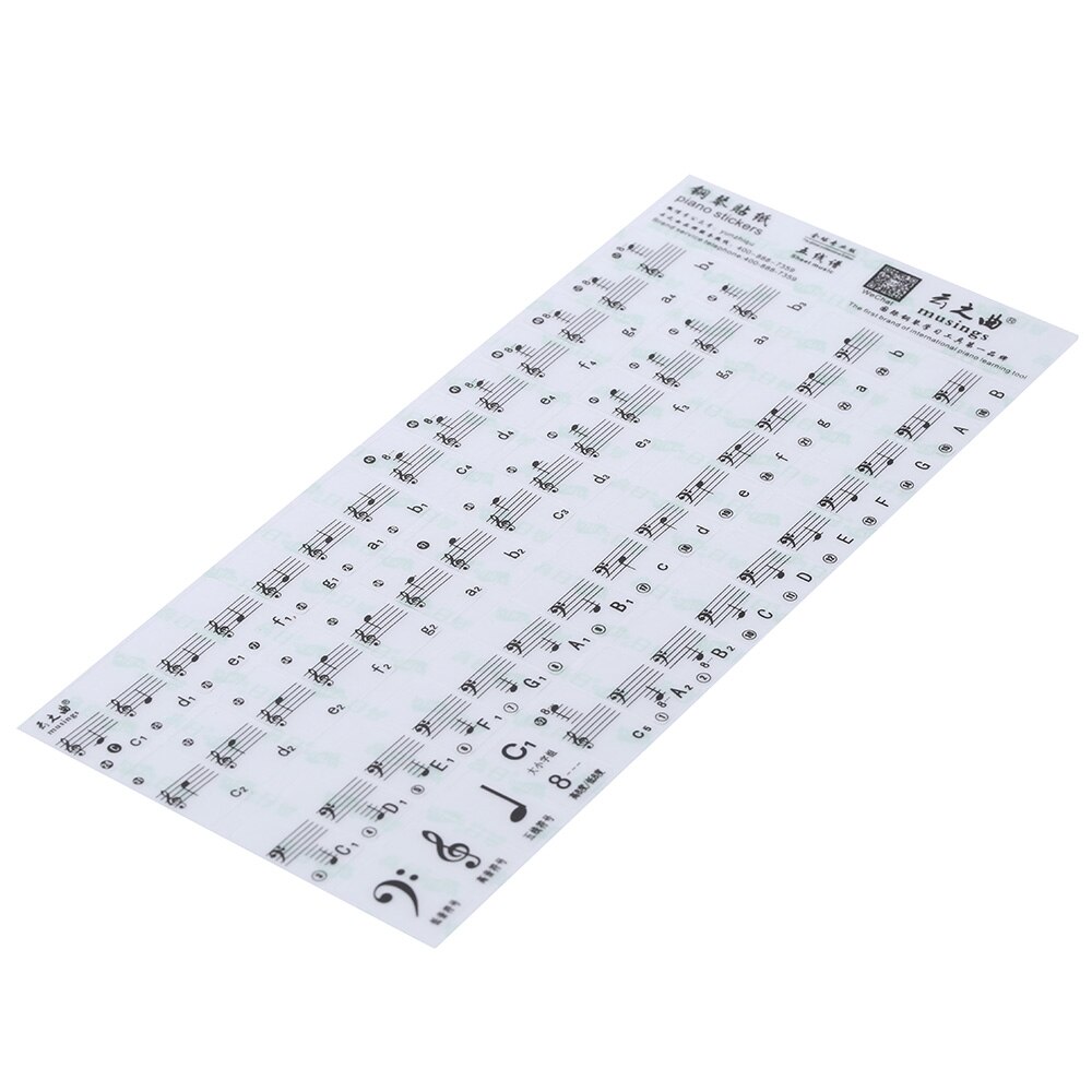 Klaver mærkat gennemsigtigt klaver keyboard klistermærke 49/61 tangent elektronisk keyboard 88 tangent klaver stav node klistermærke til hvide tangenter