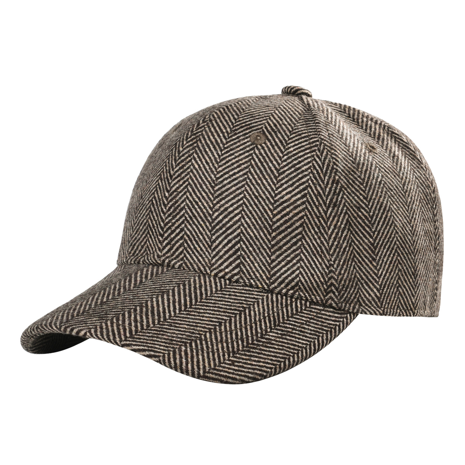 Botvela herrkeps i fiskbensmönstrad tweed, klassisk, åtsittande hatt i ullblandning , 835: Xs / Svart