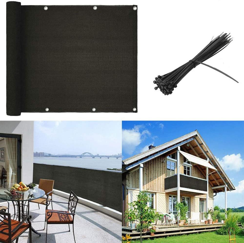 Black Privacy Screen Fence Mesh Windscreen ,Garden Fence Protection Privacy Balcony Fence Net for Patio, Backyard,Porch,Pool