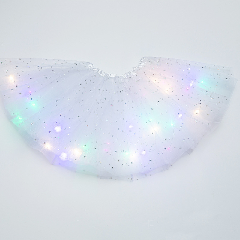 YOMDID Girls Tutu Skirts With Neon LED Light Glow Princess Ballet Stage Dance Short Dress Kids Fairy Miniskirt Birthday