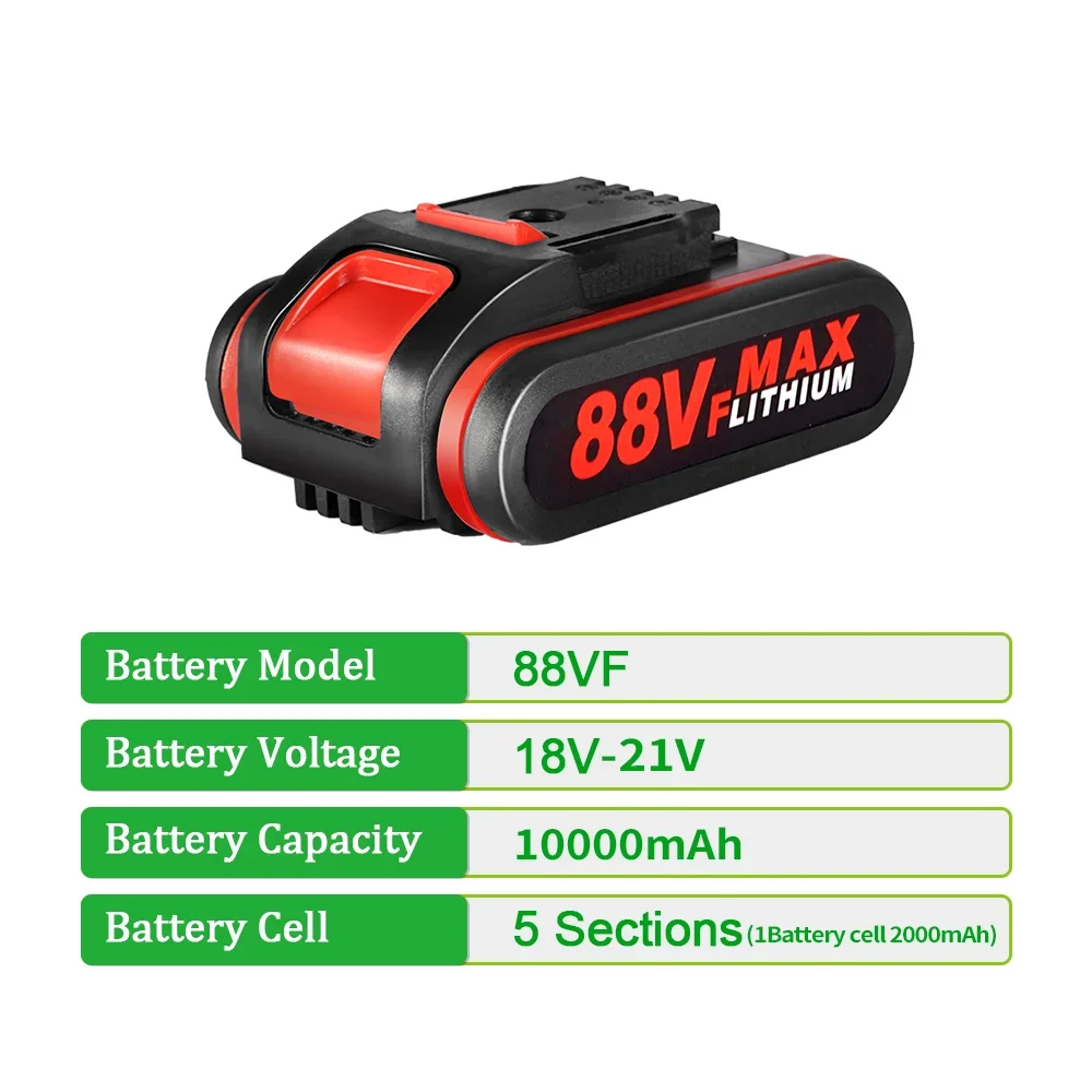 18V/21V 10000mAh wiederaufladbarer Li-Ion-Akku für elektrischen Sägenschlüssel Akku-Säbelsäge für 36VF 48VF 88VF Worx-Akku