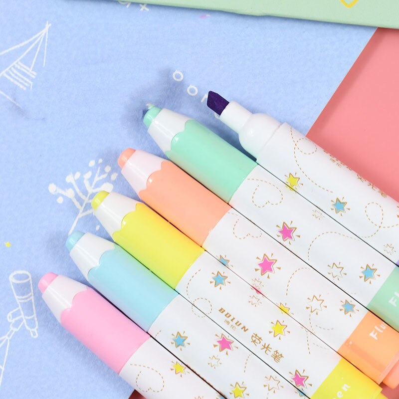 6 Pcs/lot Mini Highlighter Pen Marker Pens Kawaii Highlighters Stationery Material Escolar Writing Cute School Supplies