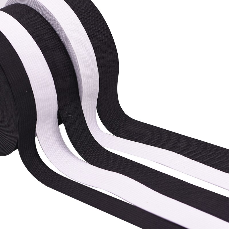 Banda elástica plana para costura, cinta de goma blanca y negra, accesorios de ropa, manualidades, 10 yardas