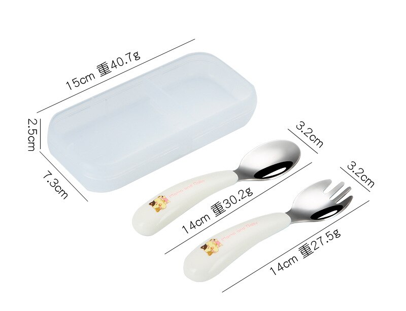 Baby Tableware Set Infant Food Feeding Spoon Fork Gadgets 304 Stainless Steel BPA Free Toddler Cartoon Dinnerware Cutlery