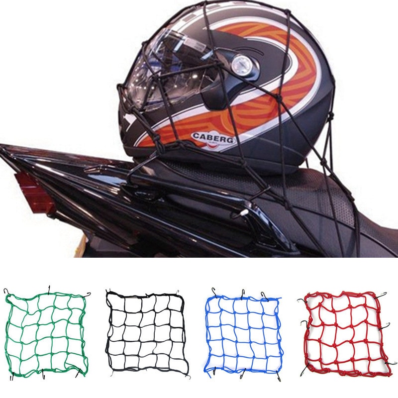 Bozxrx 40*40cm motorcykel hjelm netto brændstoftank net 25 mesh rem kabel til opbevaring bæretasker, last fix net til diverse netto