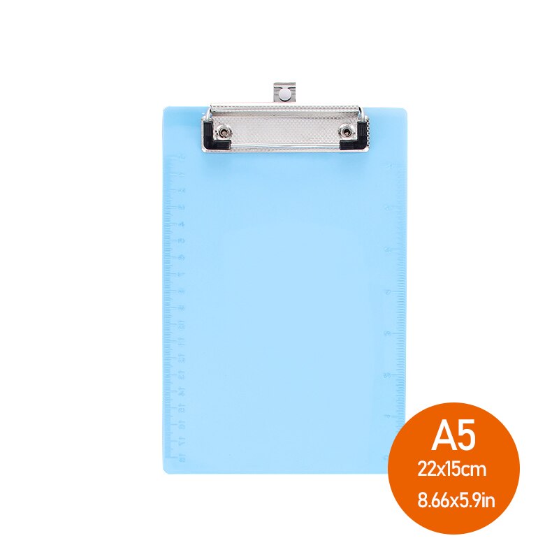 A4/A5 Acrylic Clipboard File Clip Transparent Folder Portable Tray Office Meeting File Pocket Folders School Supplies Stationery: A5 BLUE