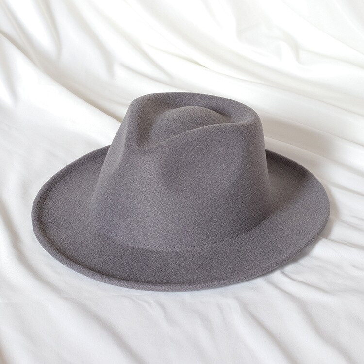 2022 nuovi cappelli fedora in feltro stile britannico per uomo donna cappello a tesa corta trilby abito formale cappello signore jazz cappelli: grigio