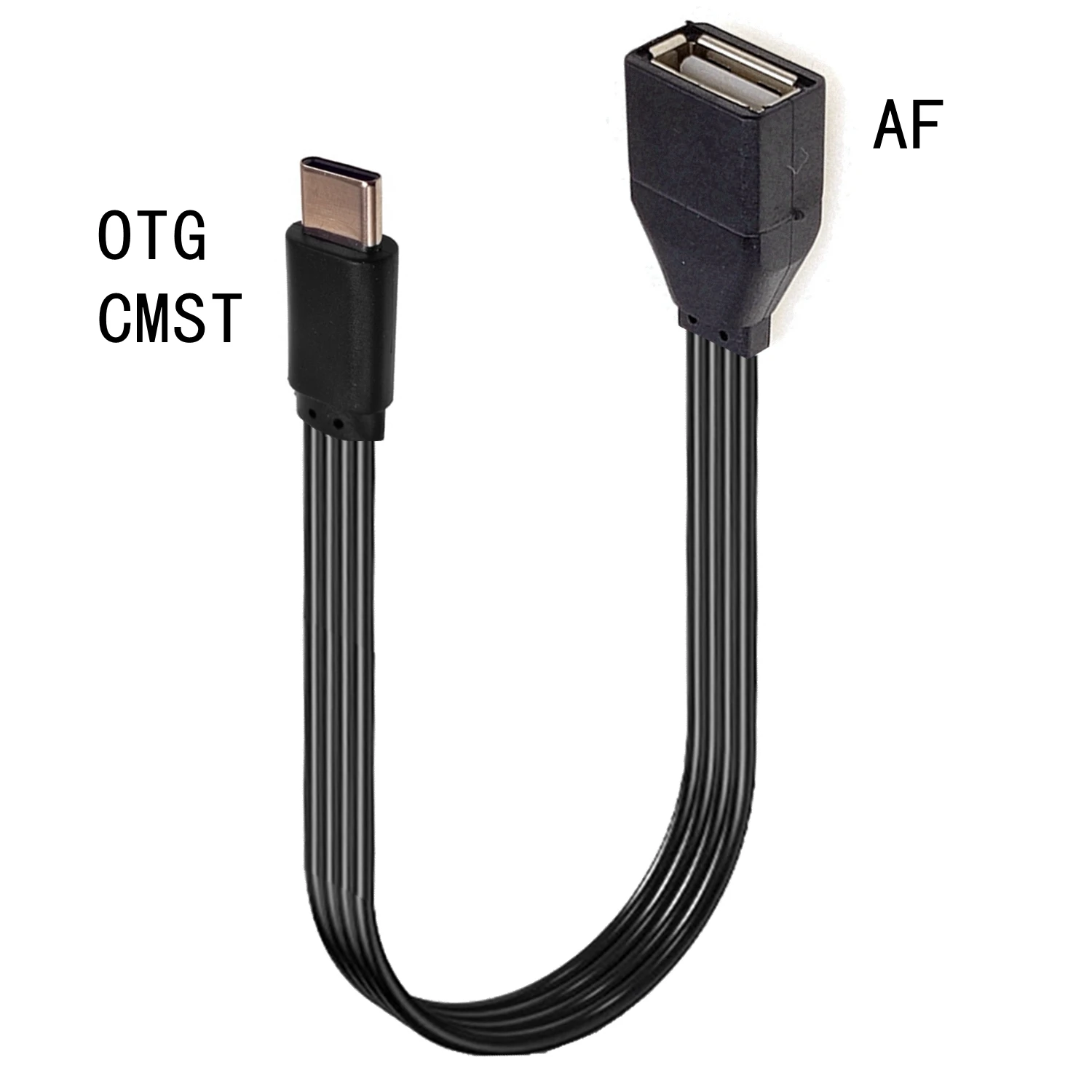 Flat C-type USB to OTG USB cable,Suitable for phones and computers function on TYPE-C 90 degree male to USB 2.0 female adapter: Orange / 0.2M