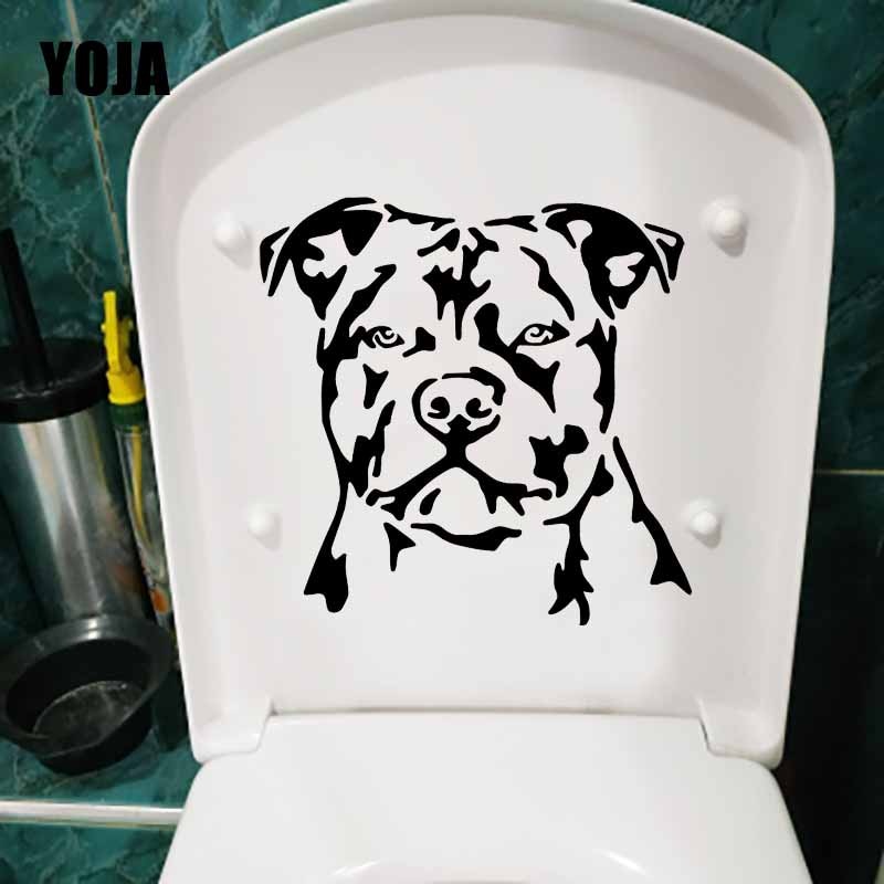 Yoja 22X22.4CM Staffordshire Bull Terrier Hond Cartoon Home Decor Muursticker Wc Decal Leuke Dier T5-1620