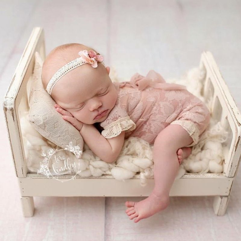 Accesorios de fondo para fotografía de recién nacido, cama desmontable de madera, accesorios para fotografía de bebé