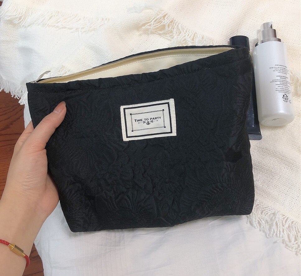 Estuche de tela de algodón con estampado Floral para mujer y niña, neceser grande de almacenamiento para cosméticos, organizador de maquillaje, neceser de viaje, 1 unidad,organizador brochas maquillaje ,estuche lápices: Type E
