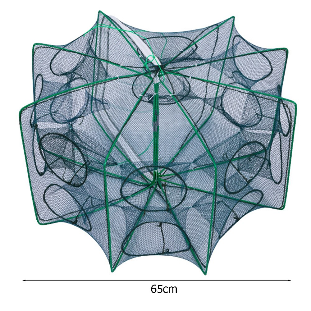 6-8 Sides 6-16 Holes Automatic Fishing Net Shrimp Cage Nylon Foldable Crab Fish Trap Cast Net Cast Folding Fishing Network: F