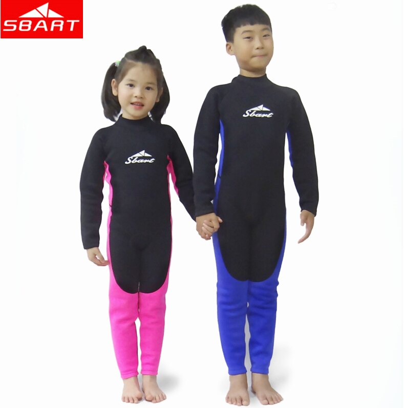 SBART 2 MM Neopreen kinderen Wetsuits Lange Mouwen Winter Warm Een stuk Jongen Meisjes Zwemmen Snorkelen Duiken wetsuits
