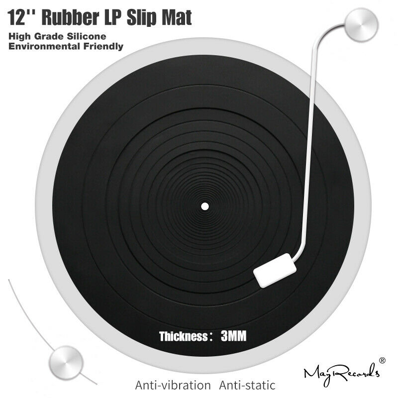 3mm 12 '' lp anti-vibrations silikon pad gummi lp slip matta för fonograf skivspelare vinyl mjuk lp matta