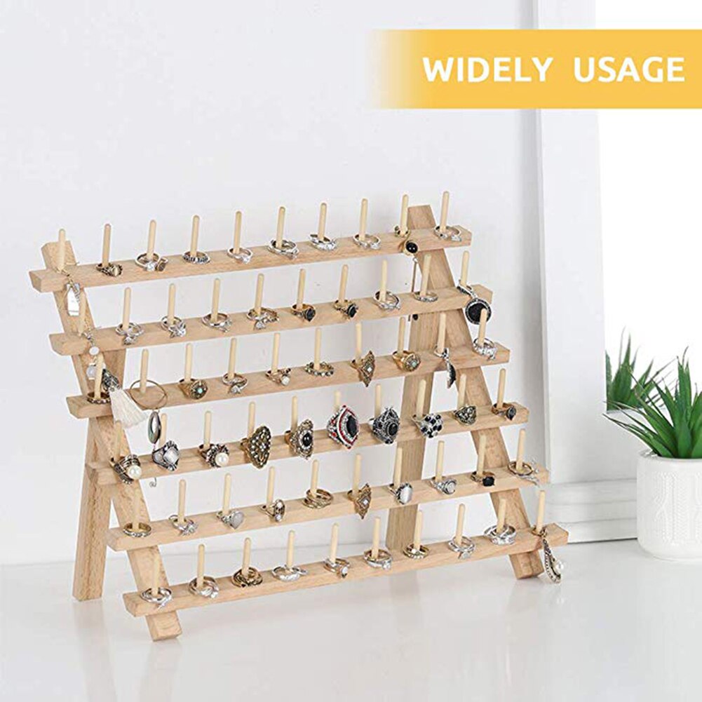 Sewing Tool Thread Rack Wooden Organizer Foldable Wood Thread Stand Rack Holds Organizer Wall Mount Sewing Storage Holder