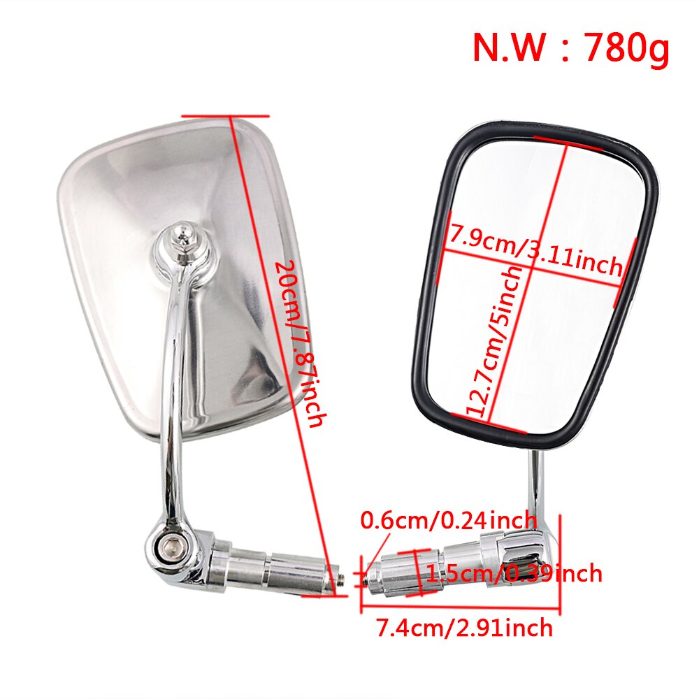 Espejos retrovisores cromados universales de 2 uds. Espejos laterales de barra para motocicleta Chopper Scooter Cafe Racer Accesorios