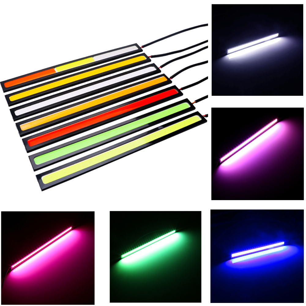 4x Universeel Voertuig Led Strip 17Cm Cob Auto Led Strip Voor Auto Drl Dagrijlicht Externe Waterdichte Styling 12V Led Bar