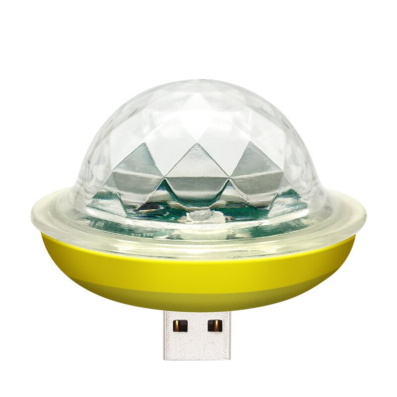 4W Mini USB Sound Party Lights Disco Light RGB Magic Crystal Ball Stage Light Effect for Christmas KTV Wedding Music Dj Light: Yellow body