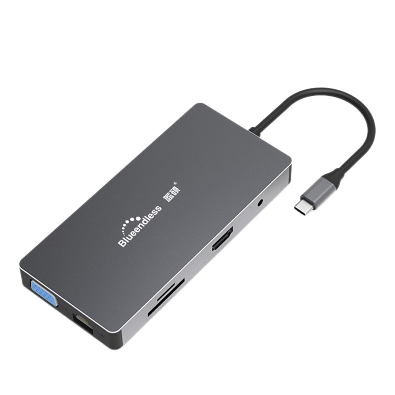 Docking Station blueinfinite HC101A, interfaccia di tipo C porta di rete Hdmi Docking Station 10 In 1a ricarica rapida Pd