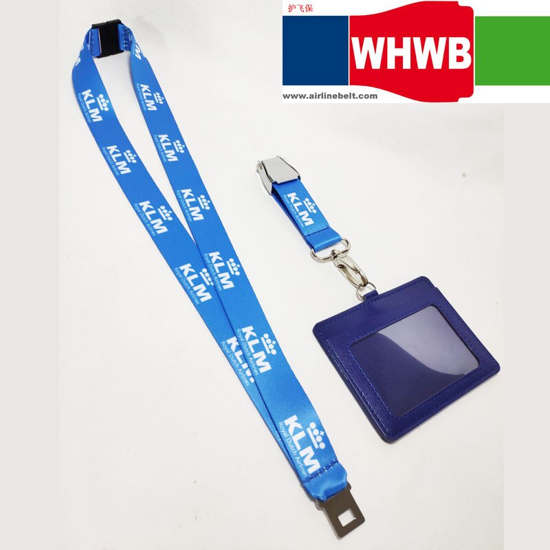 KLM Koninklijke Nederlandse Airlines-Koninklijke Luchtvaart lanyard ID badge card case houder pilot flight crew bedrijf kantoor telefoon bandjes: Grijs