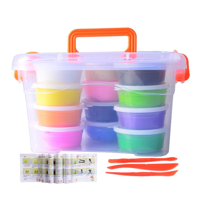 12/24/36 colori FAI DA TE Soffici Slime Morbida Argilla Aria Secca Plastiline Set Giocattoli Per I Bambini Ai Polimeri di Luce argilla Plastilina Con Gli Strumenti Del Capretto: 12 color clay