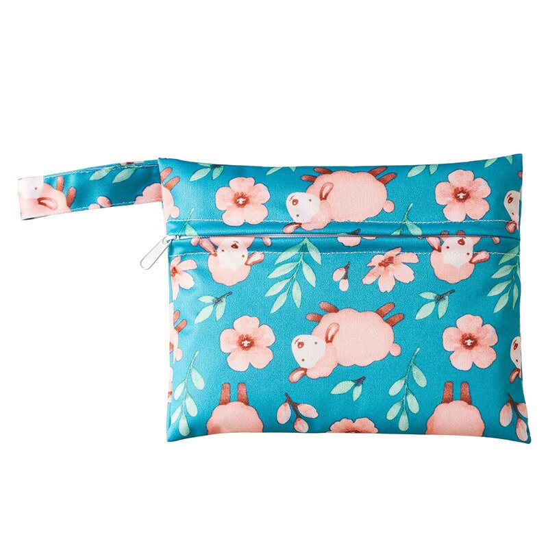 Mini Dry Wet Bag Herbruikbare Wetbag Voor Maandverband Verpleging Pads Enkele Pocket Waterdichte Pul Rits Reizen Wandelwagen Zak 14*18Cm: ZQG-MB-08