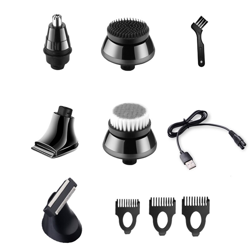 6in1 washable electric razor for men beard dry wet shaving machine facial body electric shaver li-ion rechargeable grooming set
