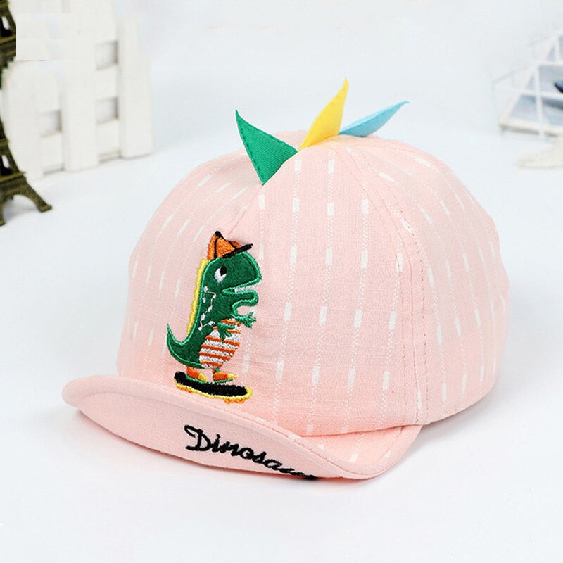 Sombrero de bebé con dibujos animados de dinosaurios, gorra de béisbol a rayas, suave, sombrero de sol de playa, gorra de niño pequeño