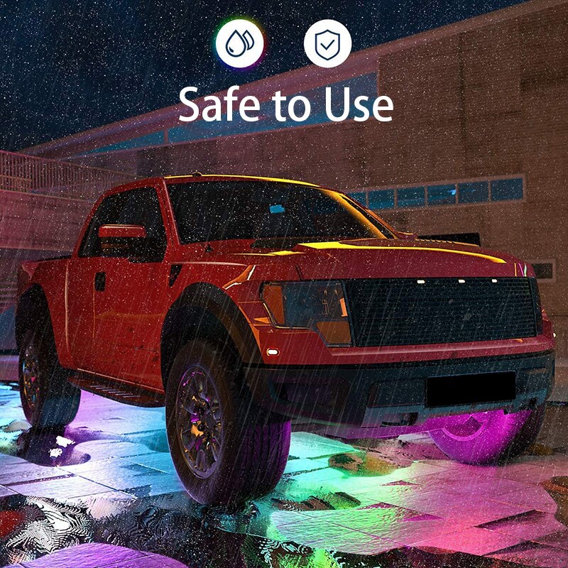 Bil underglød neon accent led strip lys app kontrol rgb auto udvendig undervogn dekorativ ambient atmosfære lampe