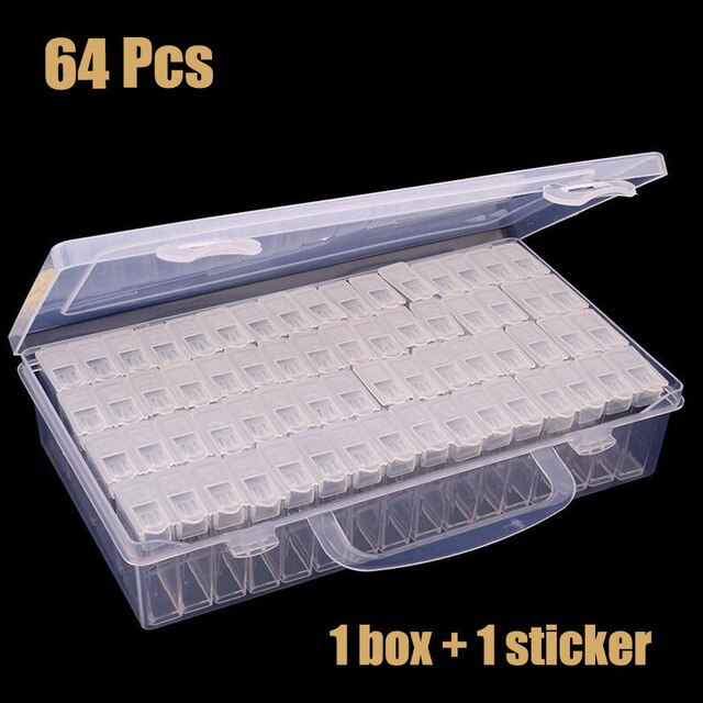 28/ 64 Grids Plastic Box Organizer Medicine Case Diamond Painting Storage Box Embroidery Storage Case Jewelry Accessories Tools: 1pcs box