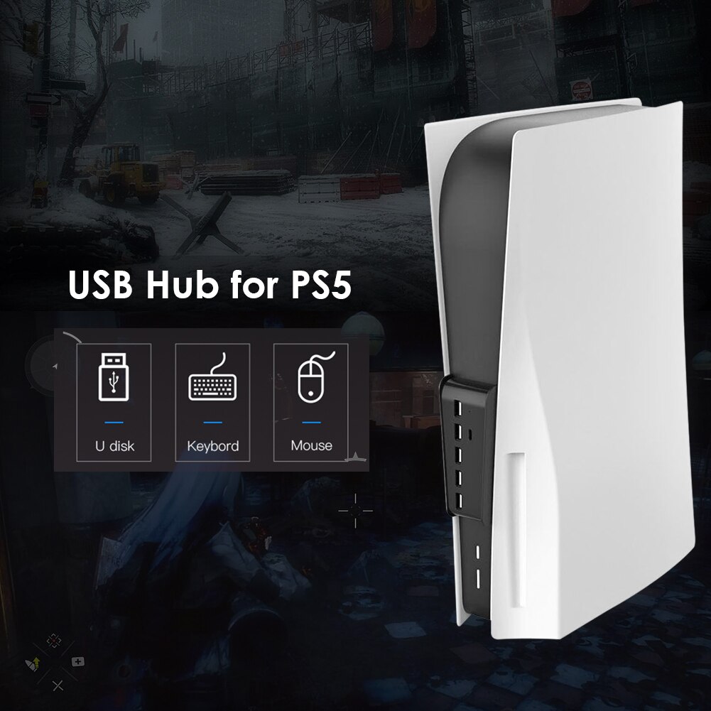 Adaptador de concentrador USB divisor 6 en 1 para PS5, Hub con 5 puertos USB A + 1, C para consola PS 5 edición Digital