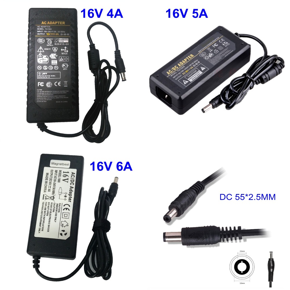 16V Switching Power Supply AC DC Adapter 16V 4A 5A 6A 64W 80W 96W LED Speaker Sound Audio Power Charger