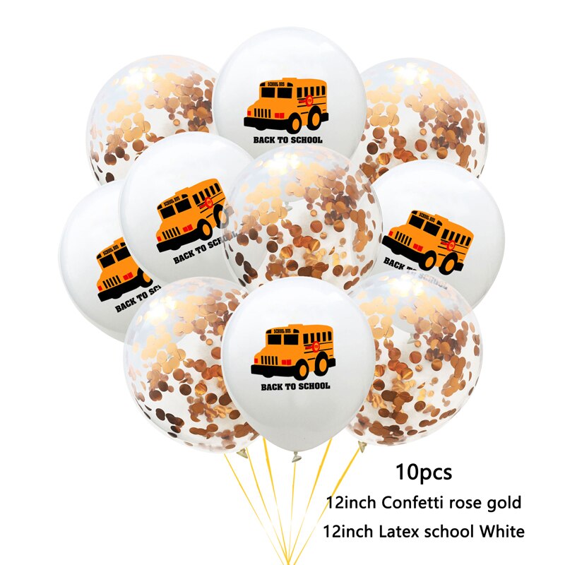 nouvel an enfant dessin animé voiture camion de pompier feuille ballons joyeux anniversaire fête décorations garçon fête bricolage voiture Ballon noël déco: 10pcs-School-white