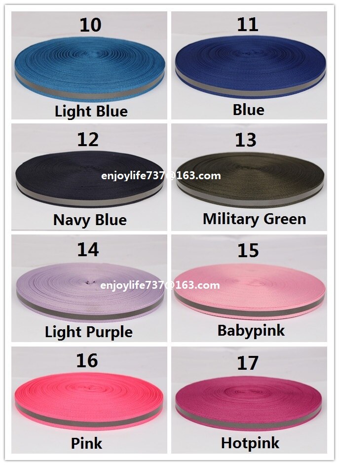 10mm breed reflecterende lint singels voor veilig product garment tassen schoenen DIY riem zwart grijs orange rood blauw groen roze geel