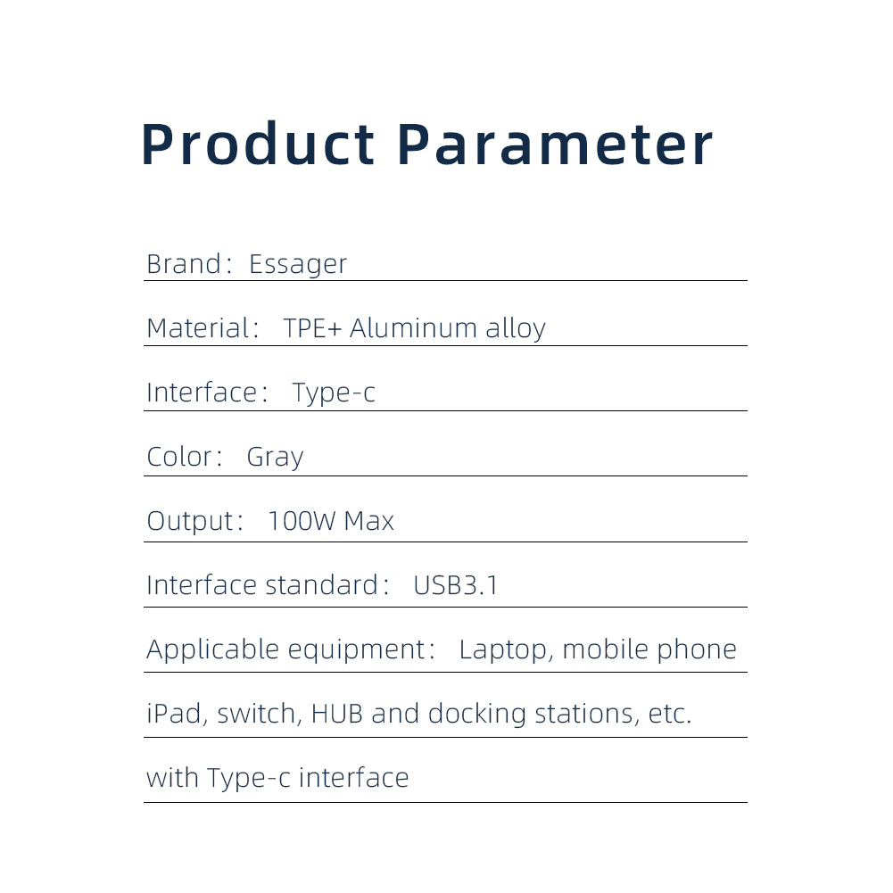 Essager magnetyczny Adapter USB C 24Pin USB 3.1 typ C męski na żeński PD 100W szybkie ładowanie 10 gb/s kabel do transmisji danych 4K dla MacBook Pro powietrza