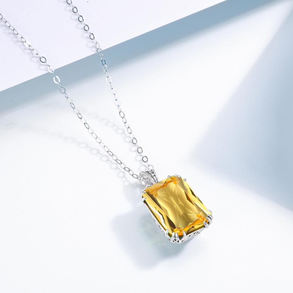 Szjinao Brand Real 925 Sterling Silver Pendant Necklace Women Citrine Pendants Necklace 925 Silver Fine Jewelry Genuin