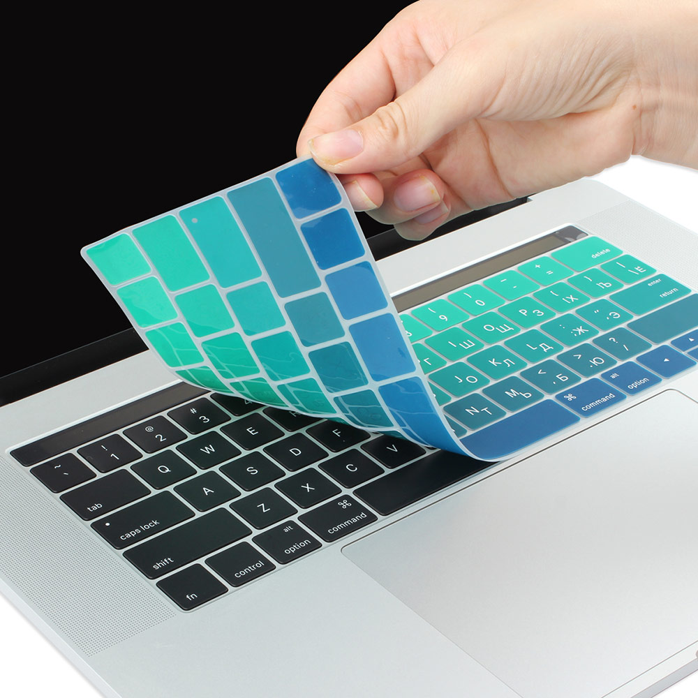 Russian Layout Keyboard Cover Skin for MacBook Pro 13" 15" with Touch Bar for Pro A1706 A1707 - US Enter