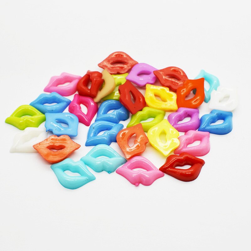 100Pcs Red Pink Mix Plastic Sexy Lips Mouth Decoration Cabochons Flatback Scrapbook Diy Crafts EB007
