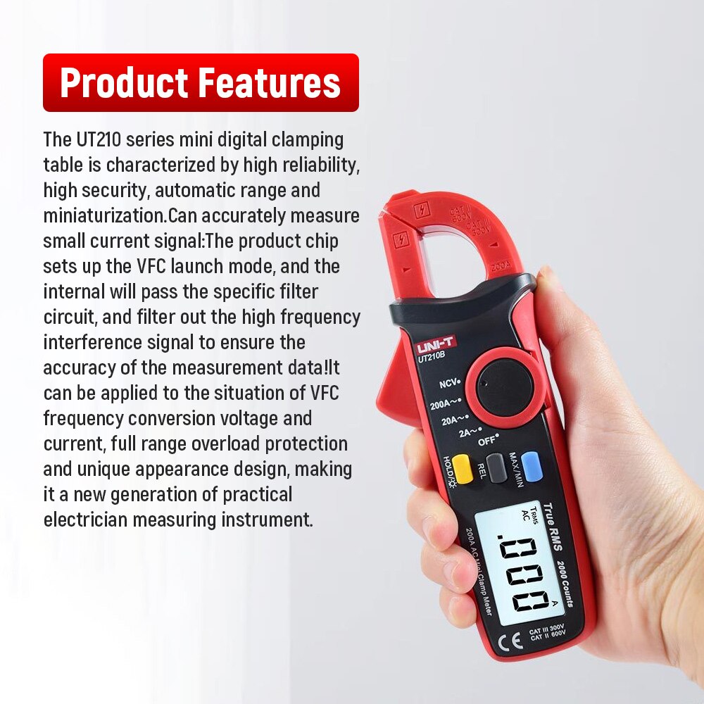 UNI-T UT210A B C D E Stroomtang Circuit Power Detectie Tester Auto Range Multimeter Dc/Ac Stroom Spanning instrumenten Bz