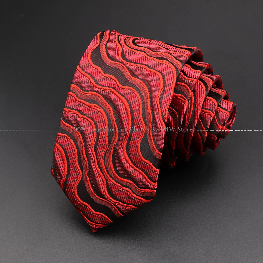Corbata de lujo roja para hombre, corbata estereoscópica de de Cachemira, hucha ondulada marrón y negra, accesorios para el cuello de de negocios de boda: Rojo