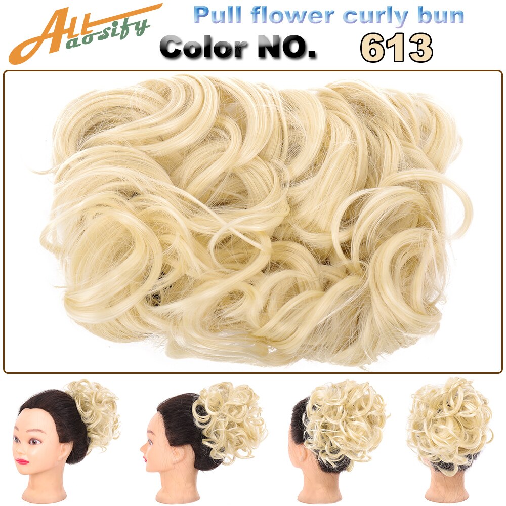 Allasosify Large Comb Clip In Curly Synthetic Hair Pieces Chignon Updo Cover Bun Hair Extension For Women 17 Colors: 613