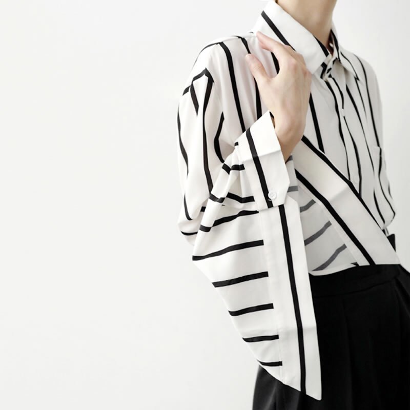 XITAO, camisa a rayas para mujer, otoño , informal, estilo, temperamento que combina con todo, Cuello de camisa de manga larga ZP2045