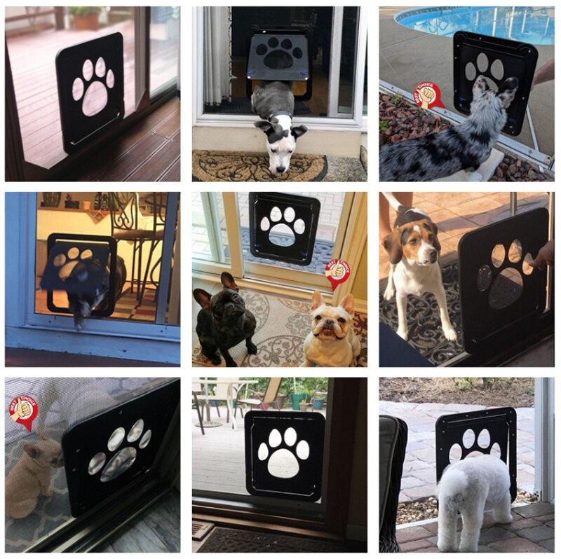 Pet Cat Dog Flap Door Lockable Magnetic Screen Door For Medium Large Dogs Gate Outdoor Enter Freely Easy Instal