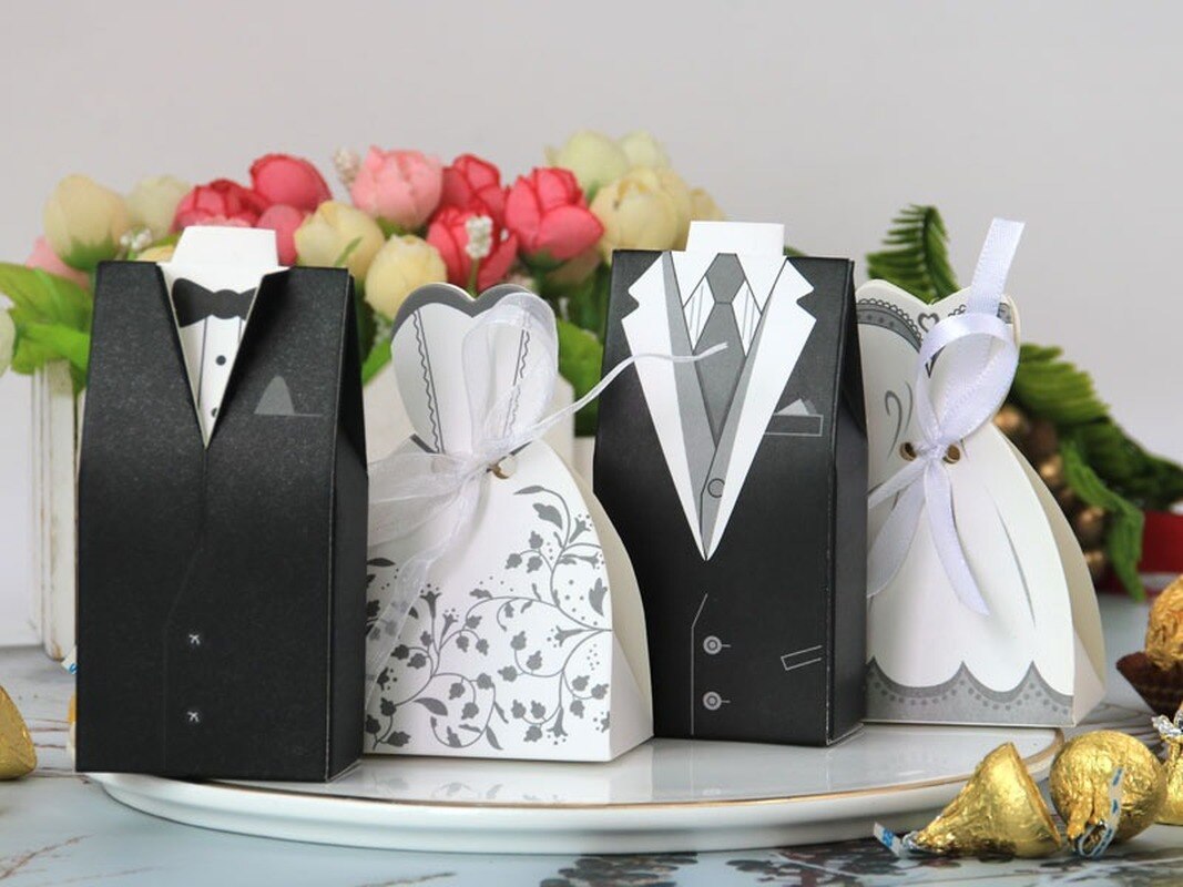 100Pcs Bruid En Bruidegom Bruiloft Gunst En Zak Snoep Box Diy Met Lint Bruiloft Decoratie Souvenirs Feestartikelen tassen