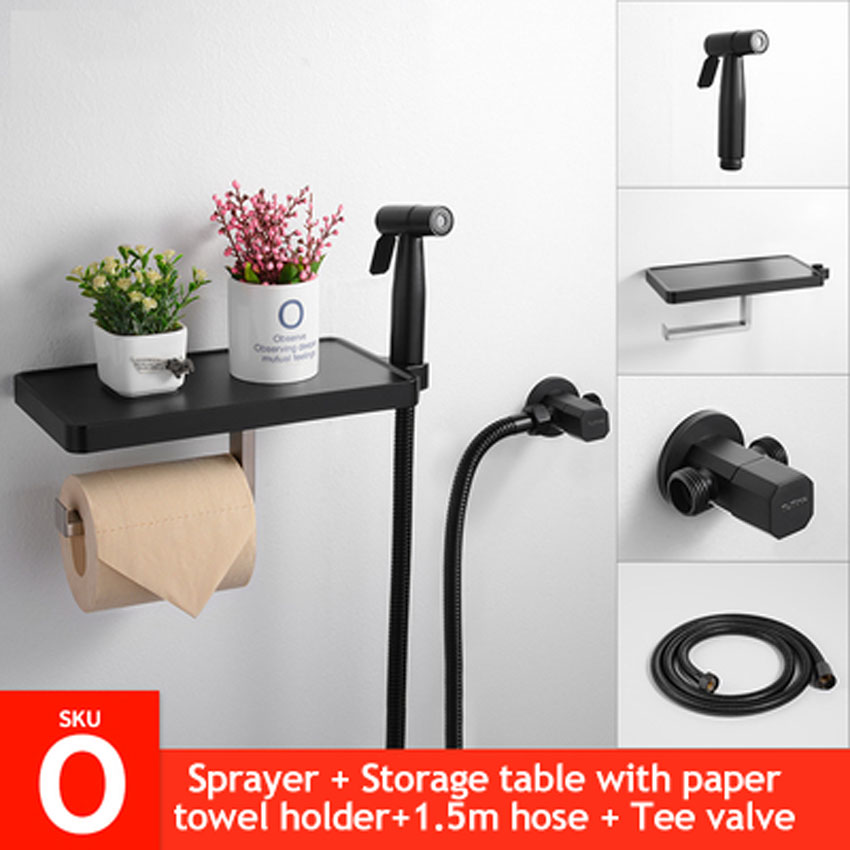 Ecofresh Handheld Toilet bidet sprayer set Kit Stainless Steel Hand Bidet faucet for Bathroom hand sprayer paper roll holder: O