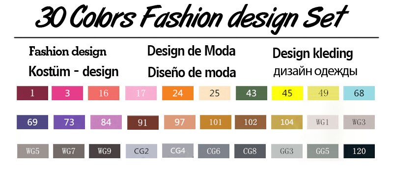 TOUCHTEN Markers 30/40/60/80 Color Sketch Art Marker Pen Double Tips Alcoholic Pen For Artist Manga Markers Art Supplies: 30 Clothing Set