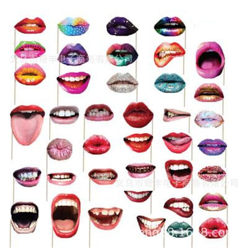 20Pcs Birthday Party Handheld Camera Props Adult Funny Lips Gloss Photo Booth Props For Wedding Party Decoration 053