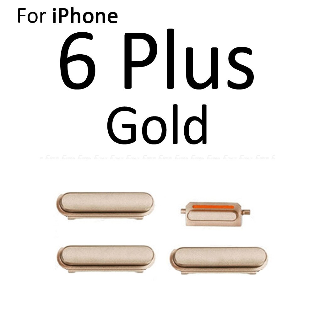 Gran venta botón lateral 4 en 1 para iPhone 6 6S Plus interruptor de volumen de bloqueo de encendido y apagado Botón de tecla silenciosa conjunto completo: For 6 Plus Gold