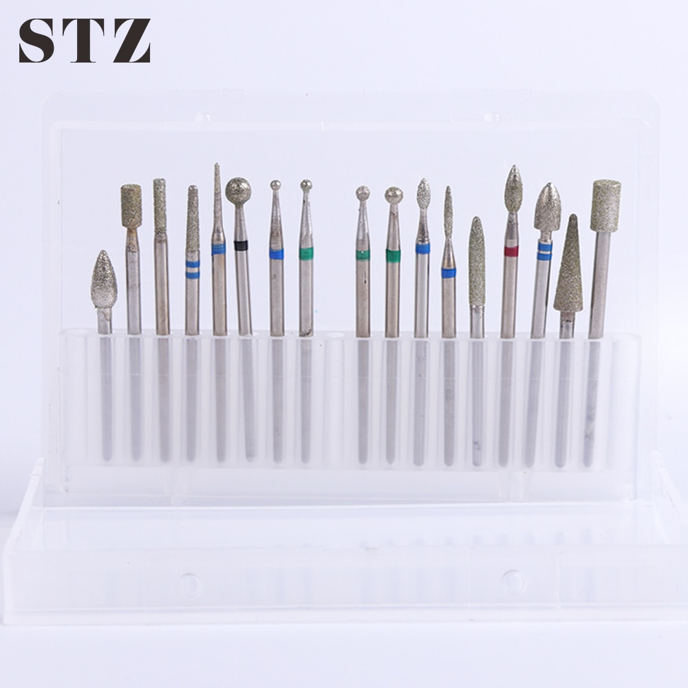 STZ 17 pcs Boor voor Elektrische Cutter voor Manicure Set Diamond Draaien Carbide Burr File Nail Boor Machine Accessoire # JG01-17