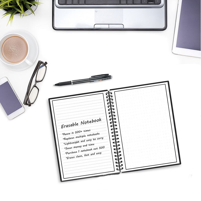 A5/B5 Smart Reusable Erasable Notebook Paper Wave Cloud Erase Notepad Lined with Pen NC99
